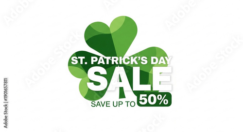 St patrick's day sale banner with shamrock and text