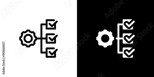 Project Management icon concept with flat Black White Background. Vector illustration.