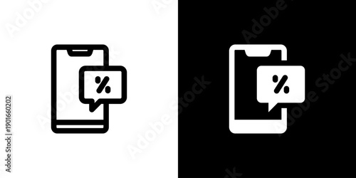 Online Sale icon concept with flat Black White Background. Vector illustration.