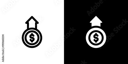 Price Up icon concept with flat Black White Background. Vector illustration.