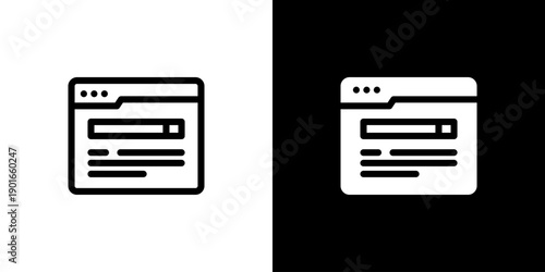 Webpage icon concept with flat Black White Background. Vector illustration.