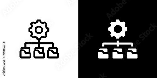 Data Management icon concept with flat Black White Background. Vector illustration.