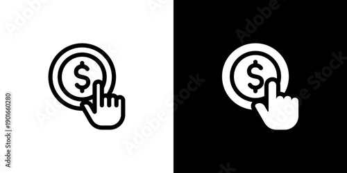 Pay Per Click icon concept with flat Black White Background. Vector illustration.