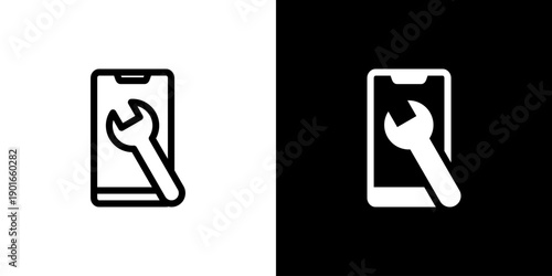Repairing icon concept with flat Black White Background. Vector illustration.