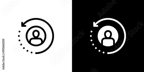 Returning Visitor icon concept with flat Black White Background. Vector illustration.