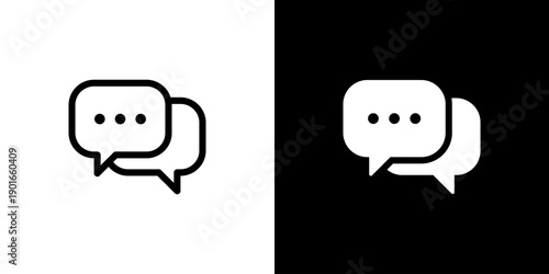Chat icon concept with flat Black White Background. Vector illustration.