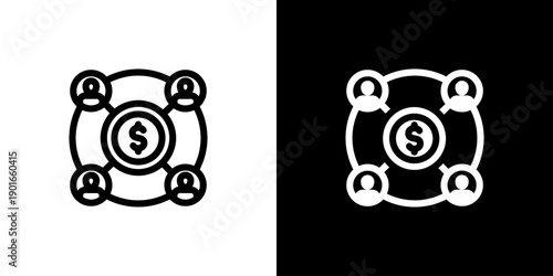 Affiliate Marketing icon concept with flat Black White Background. Vector illustration.