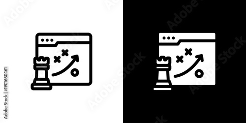 Strategy icon concept with flat Black White Background. Vector illustration.