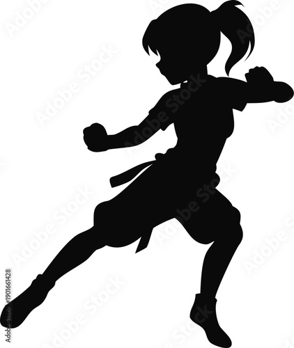 Girl Winding Up For A Super Punch Silhouette