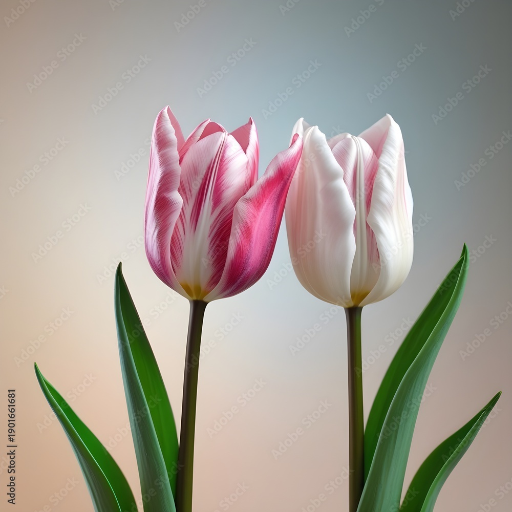 Fototapeta premium pink tulips on a white background