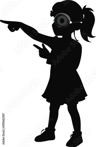 Girl Wearing An Eye Mask And Pointing Silhouette