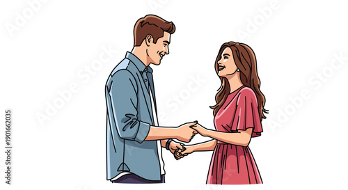 Man and woman shaking hands in a gesture of agreement or partnership, facing each other