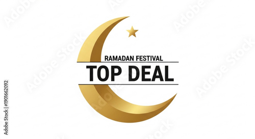 Ramadan festival top deal golden crescent moon logo with star