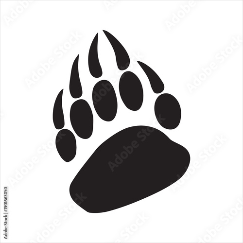 Wild bear wildlife animal steps isolated footprints black silhouette icon. Vector panda predator bear steps, american grizzly wildlife ursine footprints with claws or nails, giant syrian bear stam
