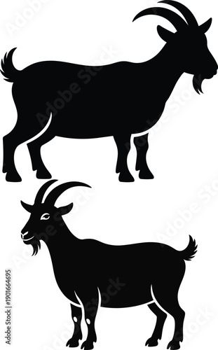 Black silhouettes of two goats side by side