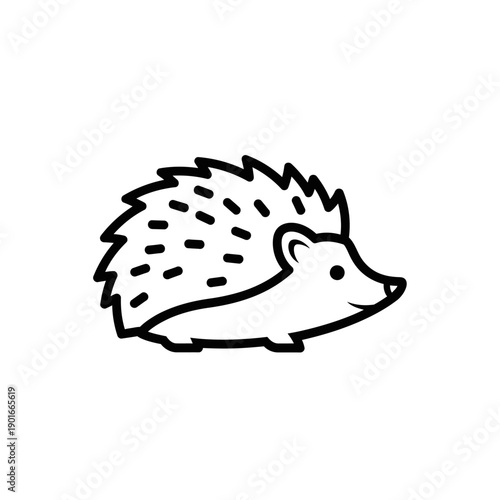 Hedgehog simple line art drawing.