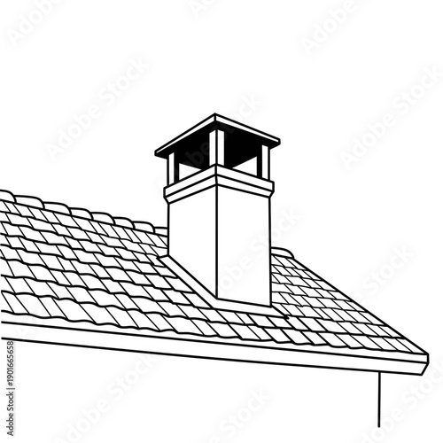 Roof with a chimney pot on top.