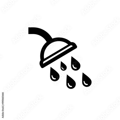 Shower head with water droplets falling.