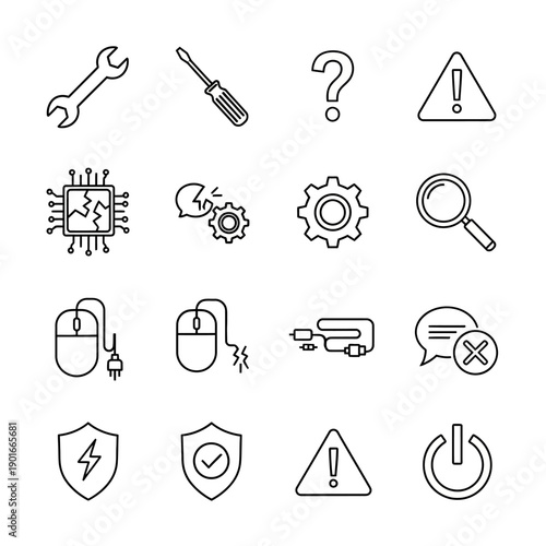Technology icons for business communication.