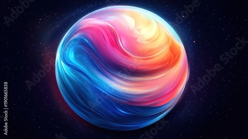 Wallpaper Mural Vibrant Swirling Planet in Deep Space. Torontodigital.ca