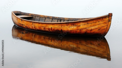 Wallpaper Mural Wooden Canoe on Calm Water Surface. Torontodigital.ca