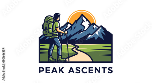 Man hiking with backpack and poles on mountain trail.