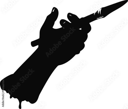 Silhouette Of A Hand Holding A Paintbrush