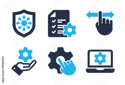 User Interface and Technical Controls icon set. Solid glyph series icons