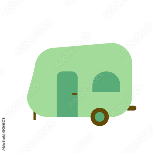 Camping Trailer Flat Illustration