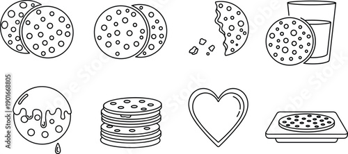 Corn cob vector icons set, maize vegetable illustration, black and white line art, farm harvest food design collection