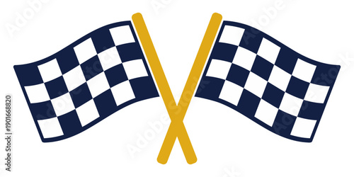 Crossed checkered racing flags symbolizing finish line, victory, and motorsport competition