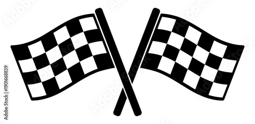 Crossed checkered racing flags symbolizing finish line, victory, and motorsport competition