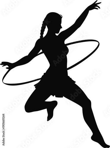 Woman Spinning With A Hula Hoop Silhouette