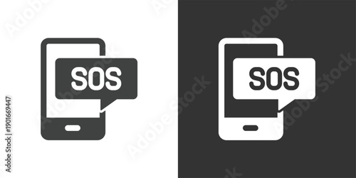 Mobile SOS Emergency icon. Solid glyph series icon