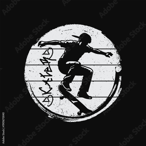 Skateboarding urban graphic element design. t shirt vector for ready print