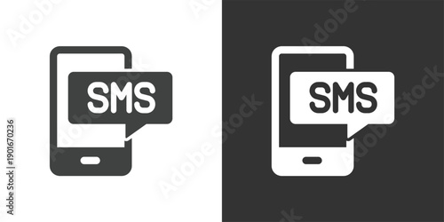 Mobile SMS icon. Solid glyph series icon