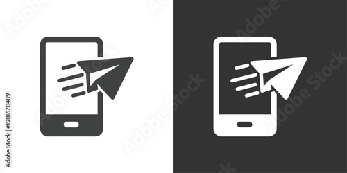 Mobile Send Message icon. Solid glyph series icon