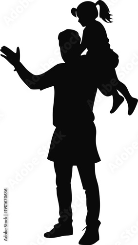 Man Holding A Girl On His Shoulders Silhouette