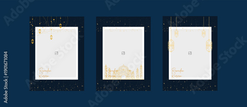 Ramadan Kareem greeting card, banner, photo template and social media template design.