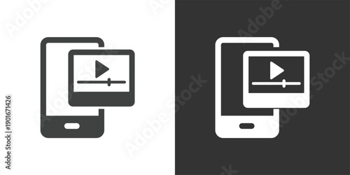 Mobile Video Playback icon. Solid glyph series icon