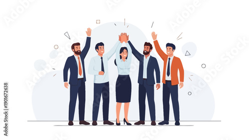 Diverse Business Team Celebrating Success - High Five Concept