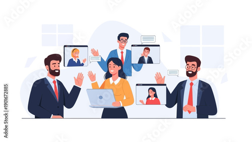 Diverse Team in Virtual Meeting, Online Collaboration, Business Communication