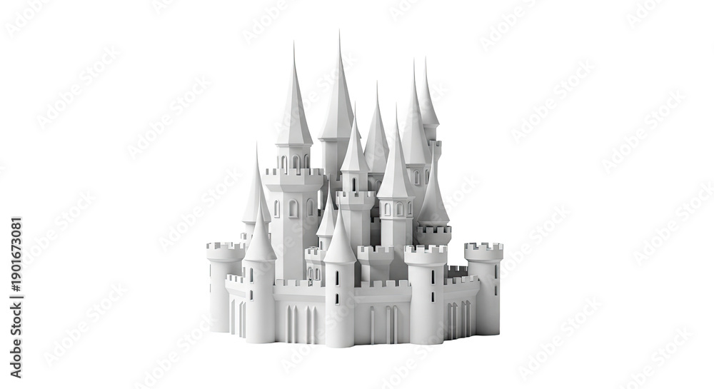 Obraz premium White Castle Model with Many Spires