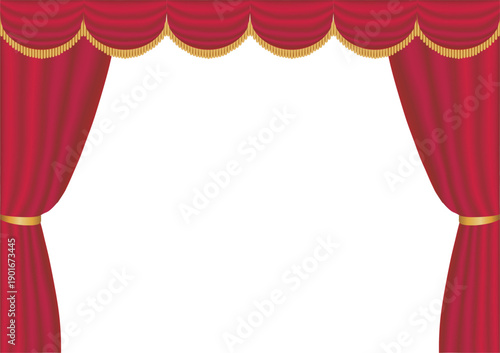 Red Stage Curtain Illustration. Background for Theater Opening, Event, Movie, and Ceremony