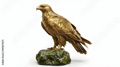 Golden Eagle Statue: A majestic golden eagle statue perches proudly, its detailed form capturing the essence of power and grace, a symbol of freedom.
