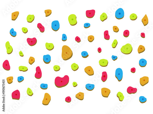 ボルダリングの壁とカラフルなホールドの背景イラスト