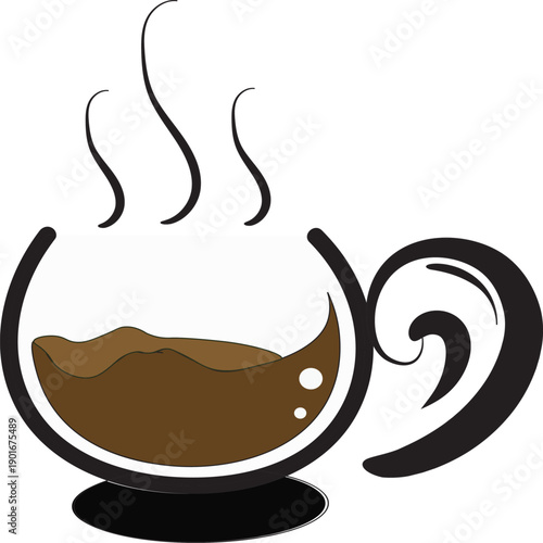 A steaming cup of coffee on a table, viewed from the side, in a cozy environment