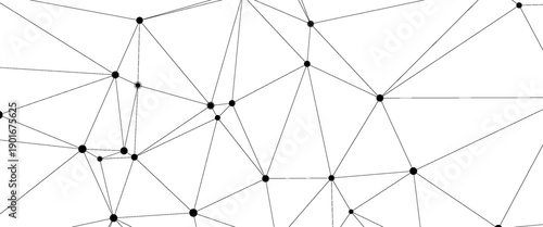 Geometric triangle mesh background with black circles. Monochromatic texture. Abstract polygonal geometric shape structure. Low poly minimal style art