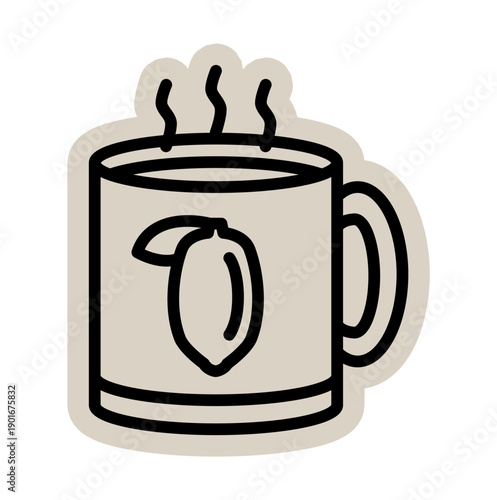 Hot chocolate cocoa mug scrapbook, doodle, sticker, collage, icon: hand drawn illustration of warm choco drink with steam for cafe, breakfast, winter, cozy, beverage, cup, marshmallow, sweet