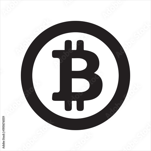 Simple Bold Line Bitcoin Currency Symbol in Circle Shape Icon